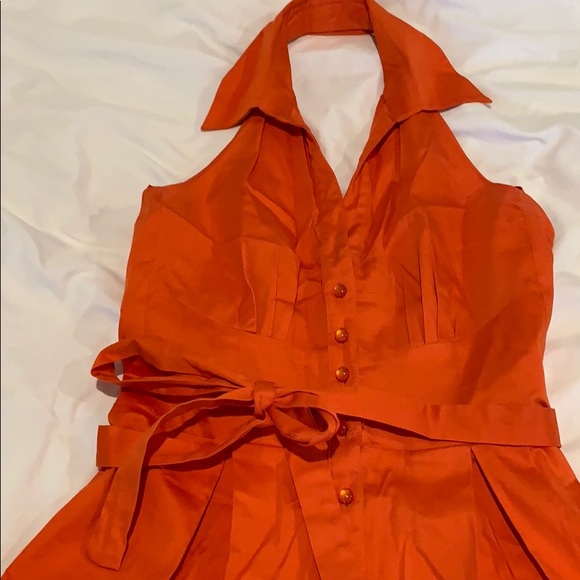 Orange Halter Dress - Picture 2 of 3